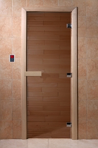 Дверь для сауны Везувий Бронза 1900х700 коробка хвоя (8мм, 3 петли)